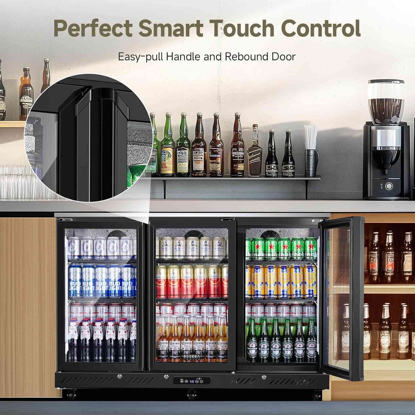 Bodega cooler 12 Cu.Ft Display Bar Beverage Fridge With 3 Glass Doors and wheels