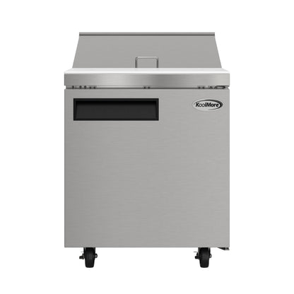 KOOLMORE 27" Commercial 1 Door Refrigerated Salad and Sandwich Prep Table, 8 Pan Capacity and 8 Cubic Feet of Storage - KMPTR271D