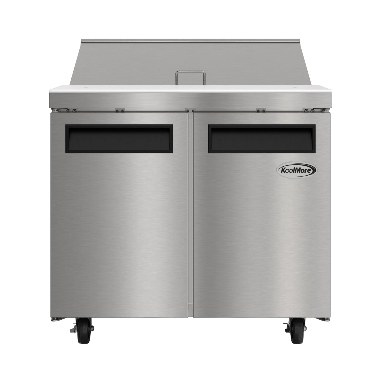KOOLMORE 36" Commercial 2 Door Refrigerated Salad and Sandwich Prep Table, 10 Pan Capacity and 11 Cubic Feet of Storage - KMPTR362D