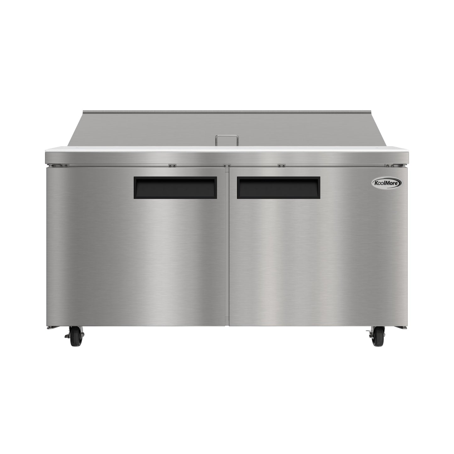 KOOLMORE 60" Commercial 2 Door Refrigerated Salad and Sandwich Prep Table, 16 Pan Capacity and 18.4 Cubic Feet of Storage - KMPTR602D