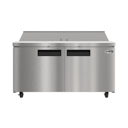 KOOLMORE 60" Commercial 2 Door Refrigerated Salad and Sandwich Prep Table, 16 Pan Capacity and 18.4 Cubic Feet of Storage - KMPTR602D