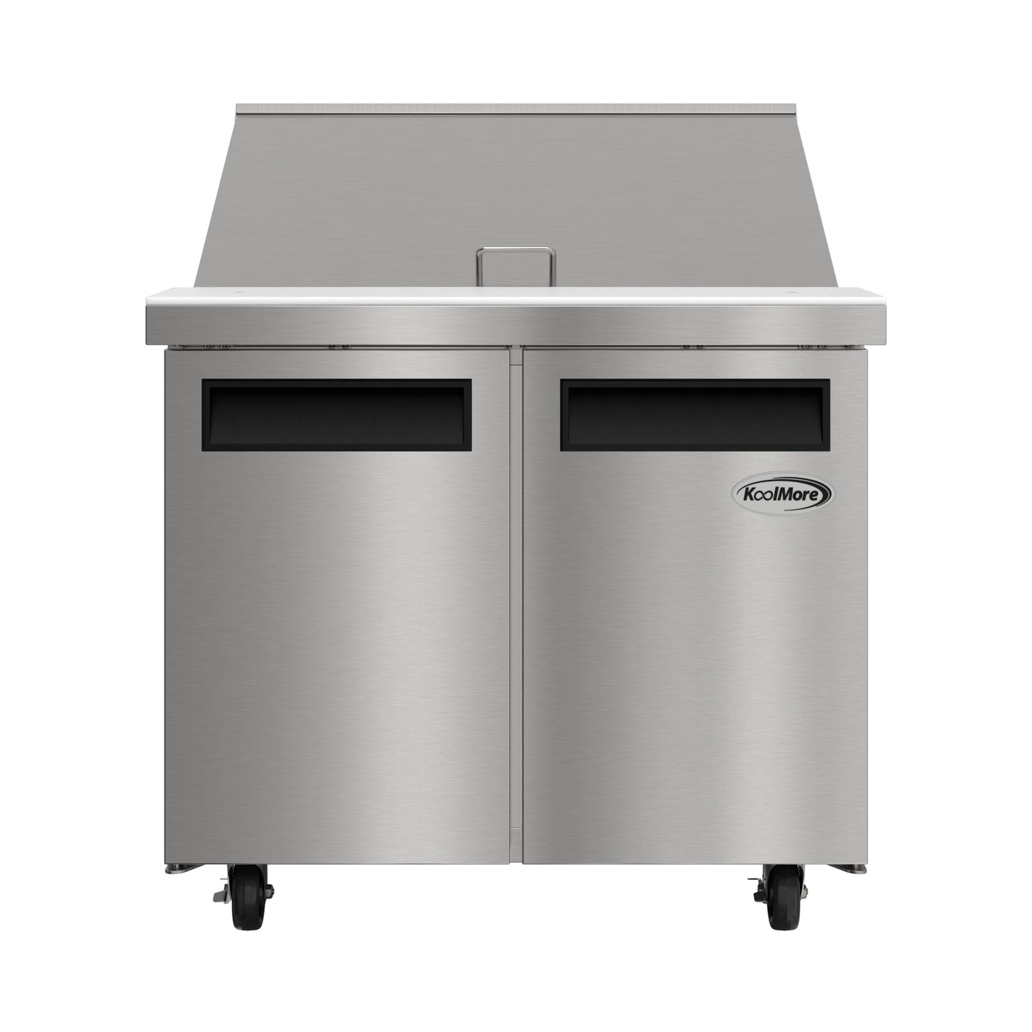 KOOLMORE 36" Commercial 2 Door Refrigerated Mega Salad and Sandwich Prep Table, 15 Pan Capacity and 11 Cubic Feet of Storage - KMMPTR362D