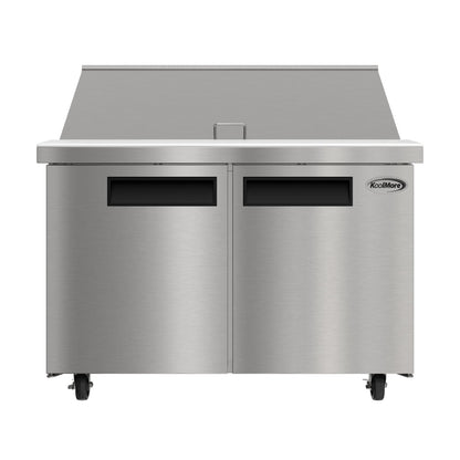 KOOLMORE 46" Commercial 2 Door Refrigerated Mega Salad and Sandwich Prep Table, 18 Pan Capacity and 14 Cubic Feet of Storage - KMMPTR462D
