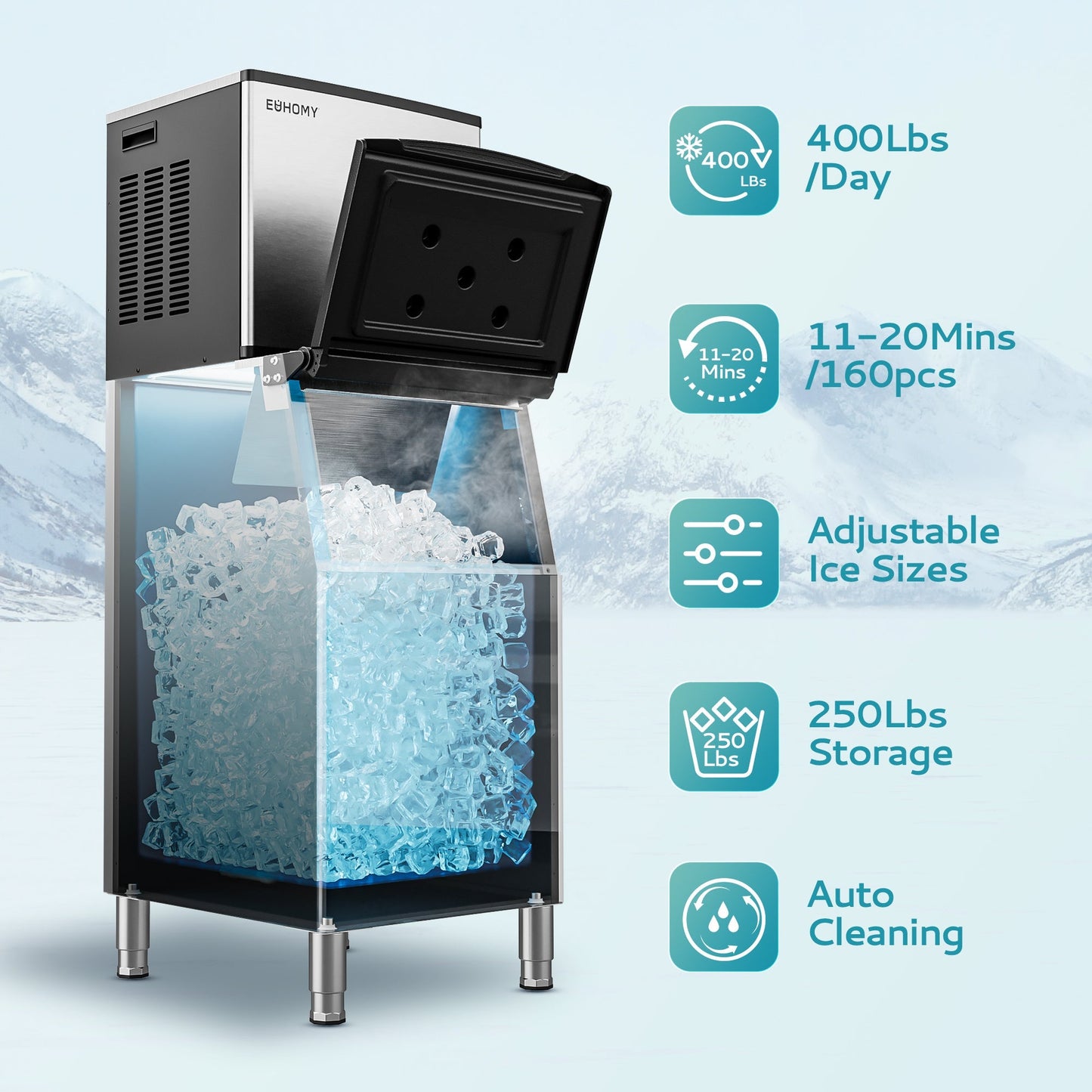 Euhomy Lucid L1 Cube Commercial Ice Maker