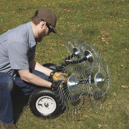 Strongway Acreage Rake 48in Dethatcher with 4 Tine Reels  - 49165