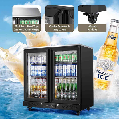 Bodega cooler 7.7 Cu.ft Commercial Counter Height Beverage Refrigerator with 2 doors and wheels