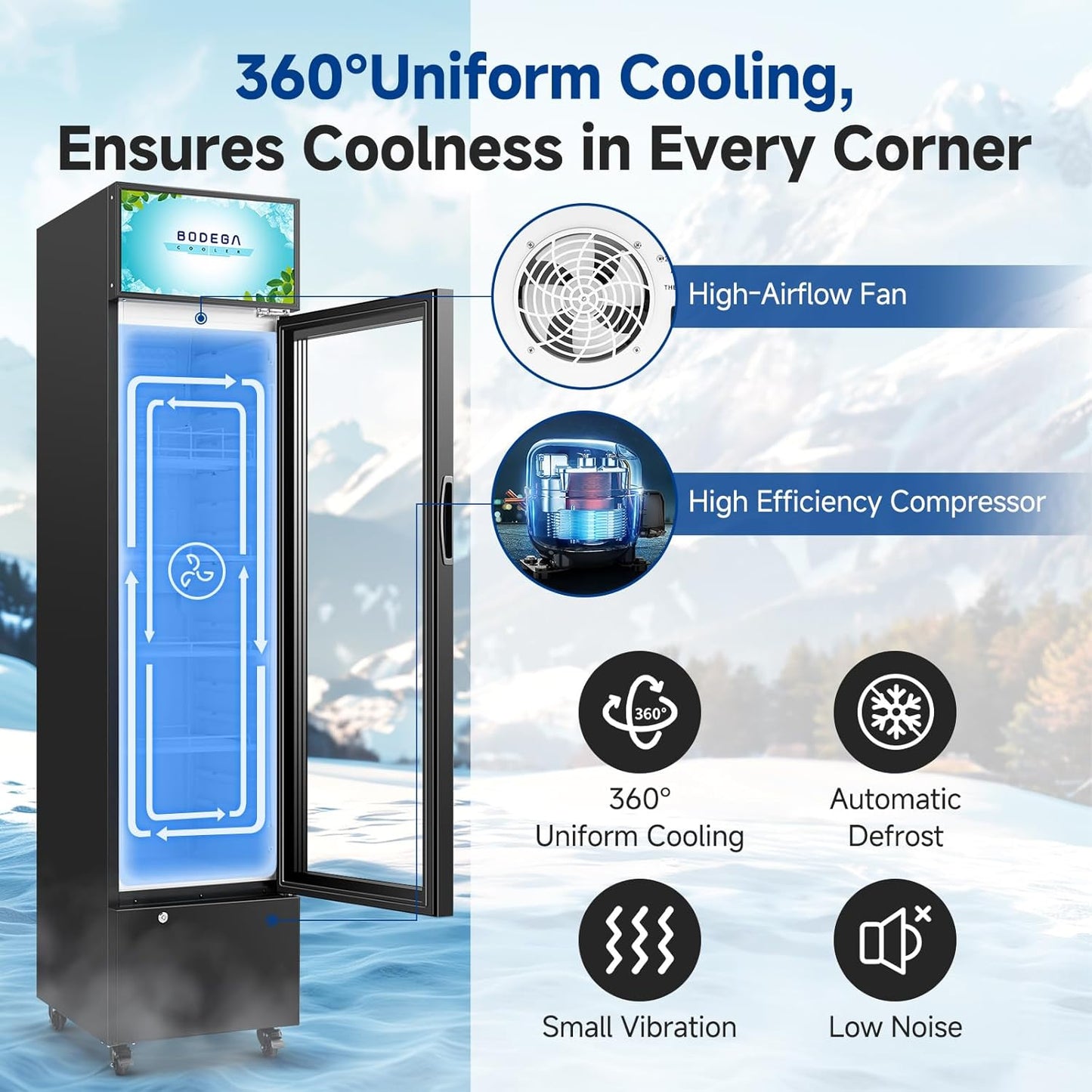 BODEGACOOLER 7.71 Cu.ft Large Capacity Commercial Refrigerator with Glass Door