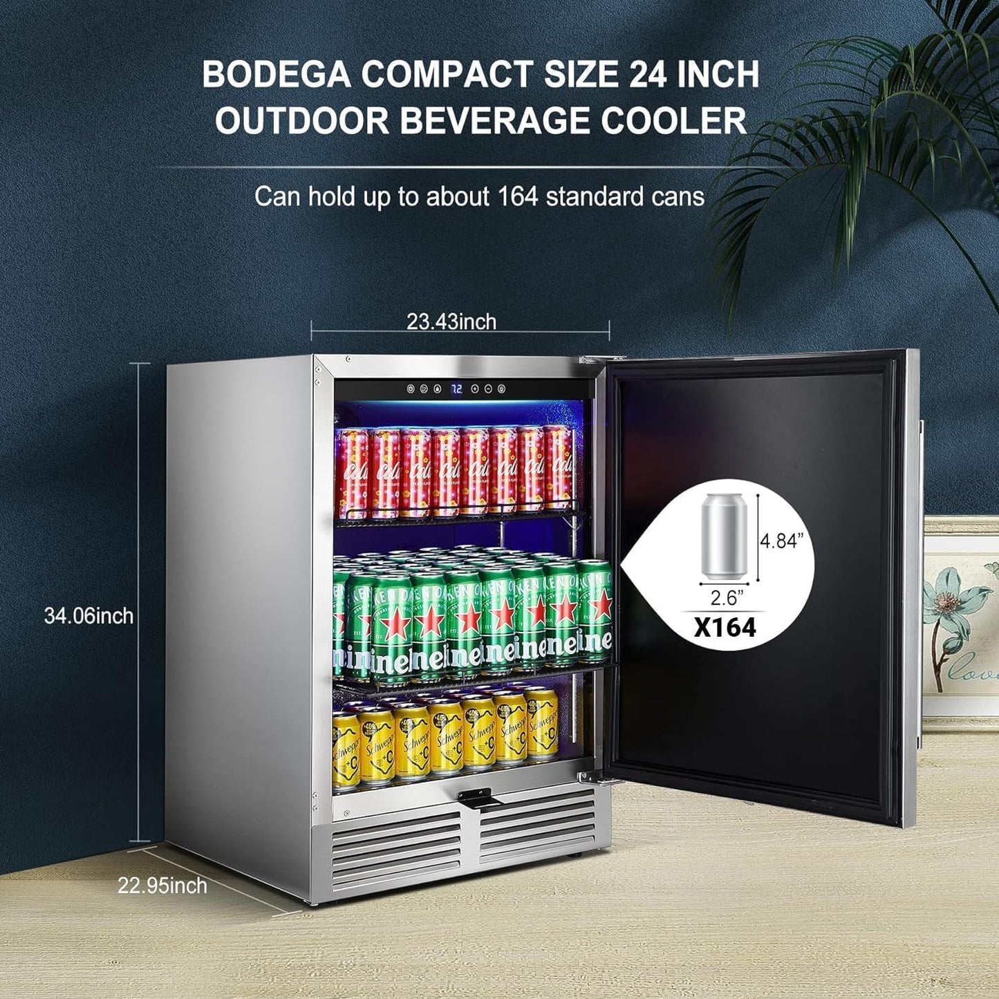 BODEGACOOLER 24 Inch Dual Zone Under Counter Beverage Fridge for Outdoor Use