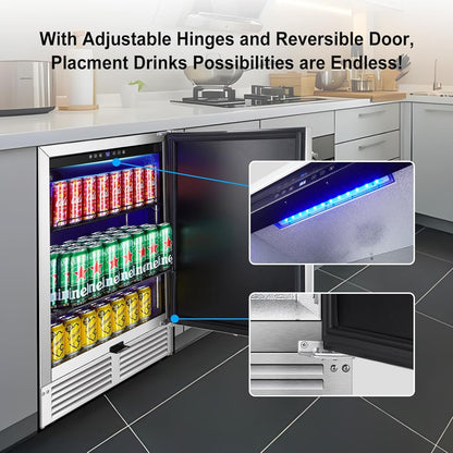 BODEGACOOLER 24 Inch Dual Zone Under Counter Beverage Fridge for Outdoor Use