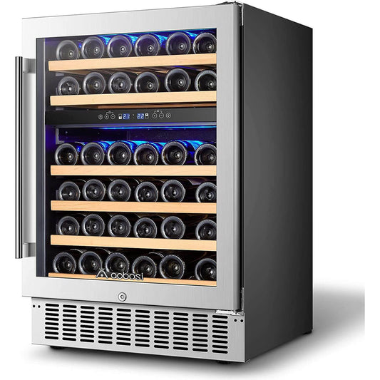 AAOBOSI 24 Inch Dual Zone Wine Cooler 46 Bottle Wine Refrigerator  - JC-145B