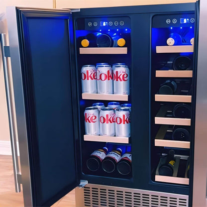 AOBOSI 24 Inch Beverage and Wine Cooler Dual Zone 2-IN-1 Hold 18 Bottles and 57 Cans -  YC120-2D