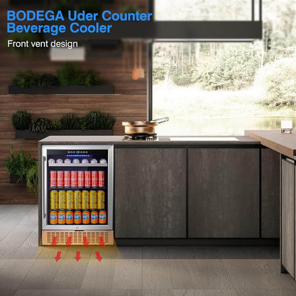 BODEGA Beverage Refrigerator 24 Inch 180 Cans Beer Fridge