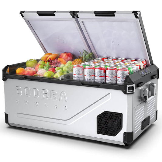 BODEGACOOLER 12 Volt Refrigerator 79QT/75L Hard Insulated Dual Zone
