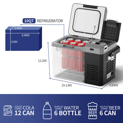 BODEGAcooler Mini 12V Portable Freezer  10Qt/9L with Battery - J9