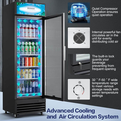 BODEGAcooler Commercial Glass Door Display Refrigerator Merchandiser 12.2 Cu. Ft