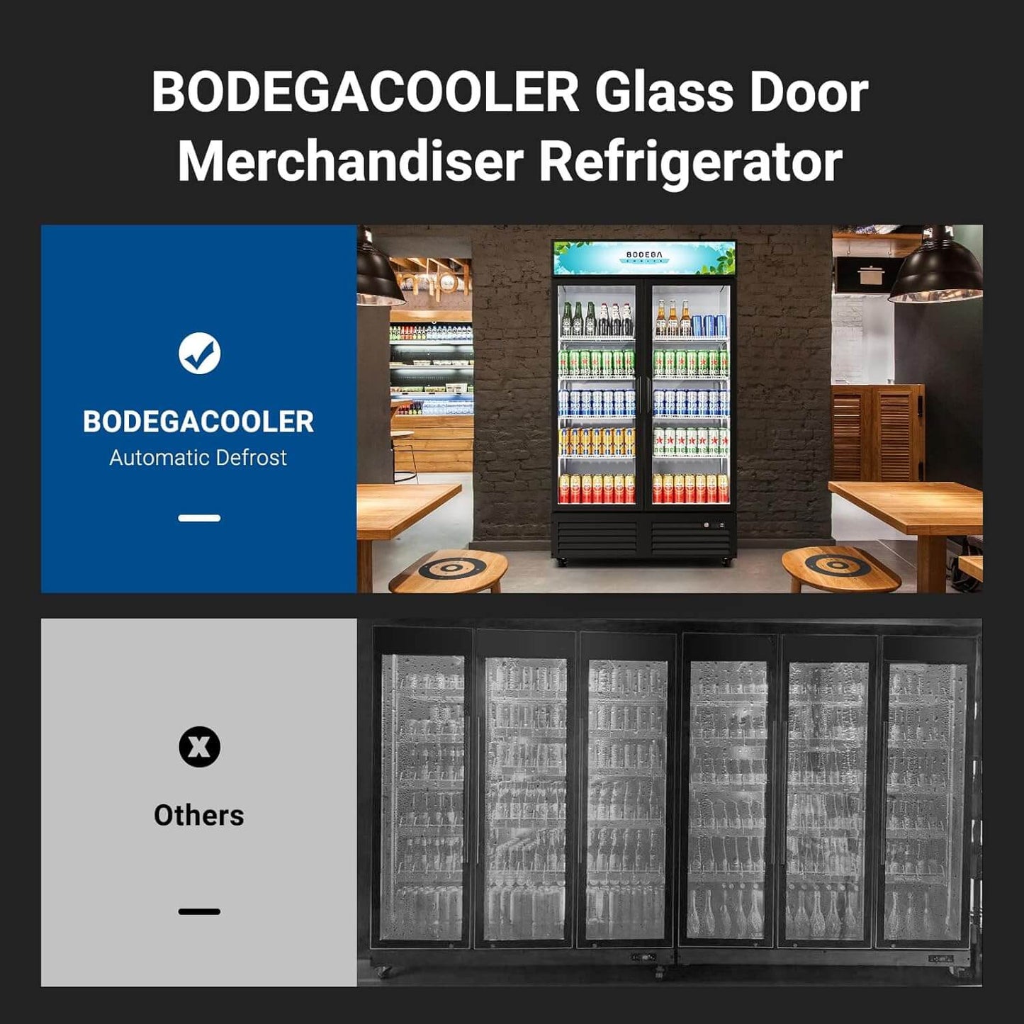 BODEGAcooler Commercial Refrigerator 2 Glass Doors Display Refrigerator Merchandiser 35.4 Cu. Ft