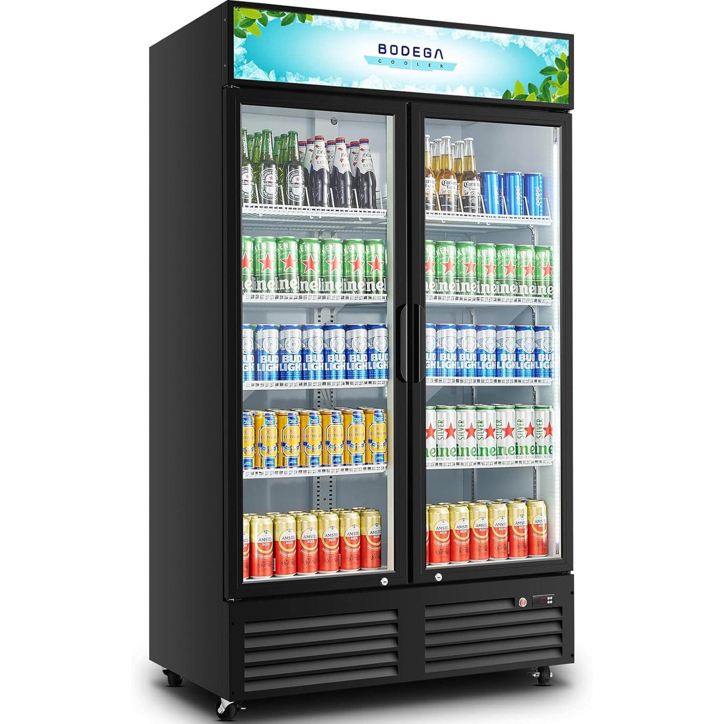 BODEGAcooler Commercial Refrigerator 2 Glass Doors Display Refrigerator Merchandiser 35.4 Cu. Ft