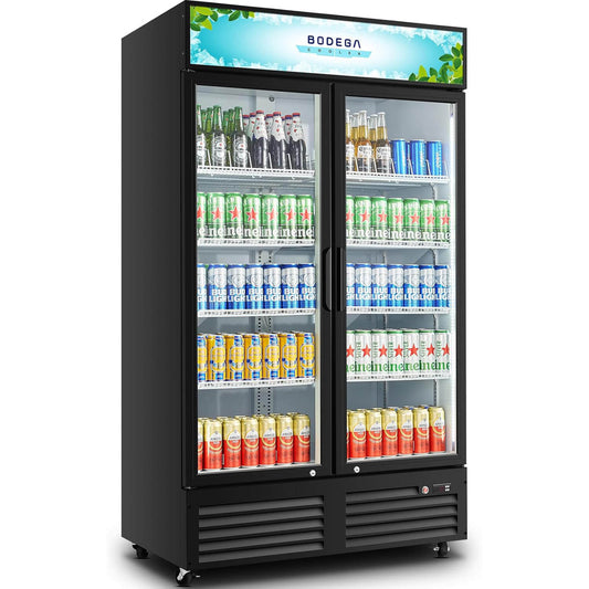 BODEGAcooler Commercial Refrigerator 2 Glass Doors Display Refrigerator Merchandiser 35.4 Cu. Ft