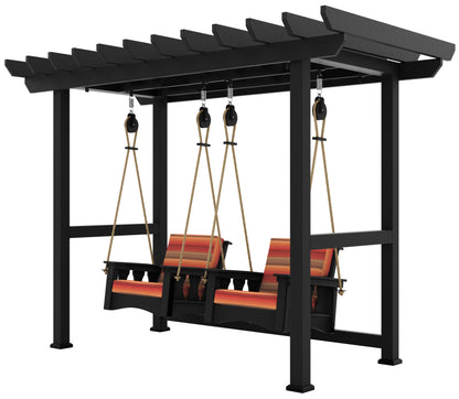 QW Amish Black Pergola Frame w/ Optional Heritage Chair Swings - 162P-HSAP-D/S