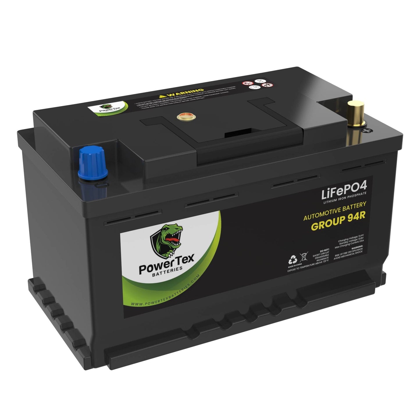 PowerTex 2009 Dodge Charger Car Battery BCI Group 94R / H7 Lithium LiFePO4 Automotive Battery - PTLG94R-788