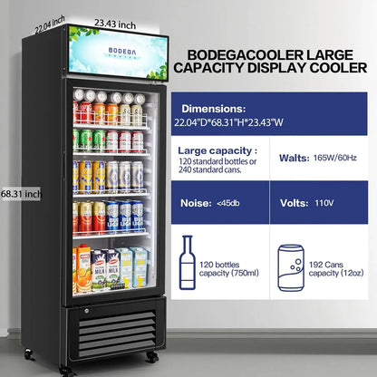 BODEGAcooler Commercial Glass Door Display Refrigerator Merchandiser 10cu.ft