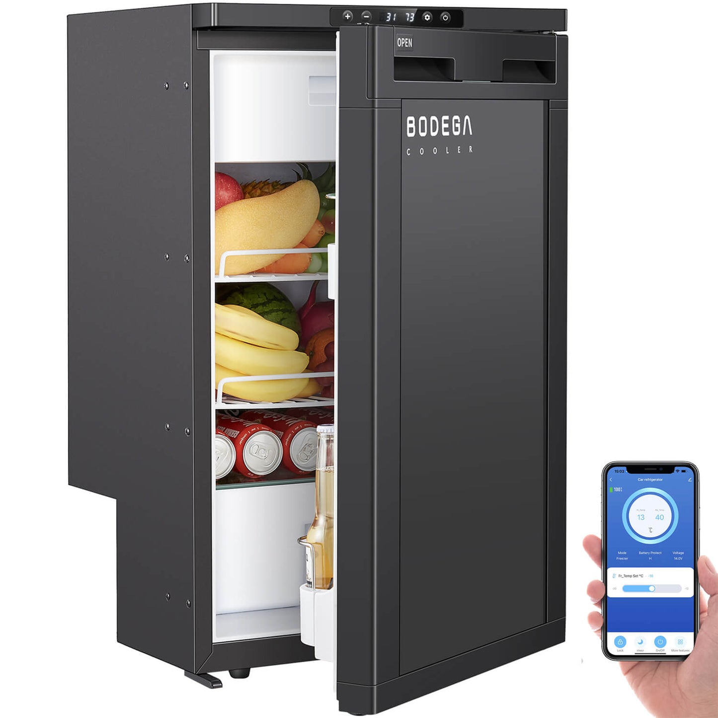 Bodegacooler RV Refrigerater Upright Freezer Semi Truck Refrigerator 83L/2.94 Cu.ft