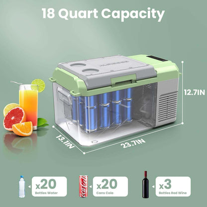 BODEGACOOLER 12 Volt Car Refrigerator 18qt Electric Cooler - X18-BK