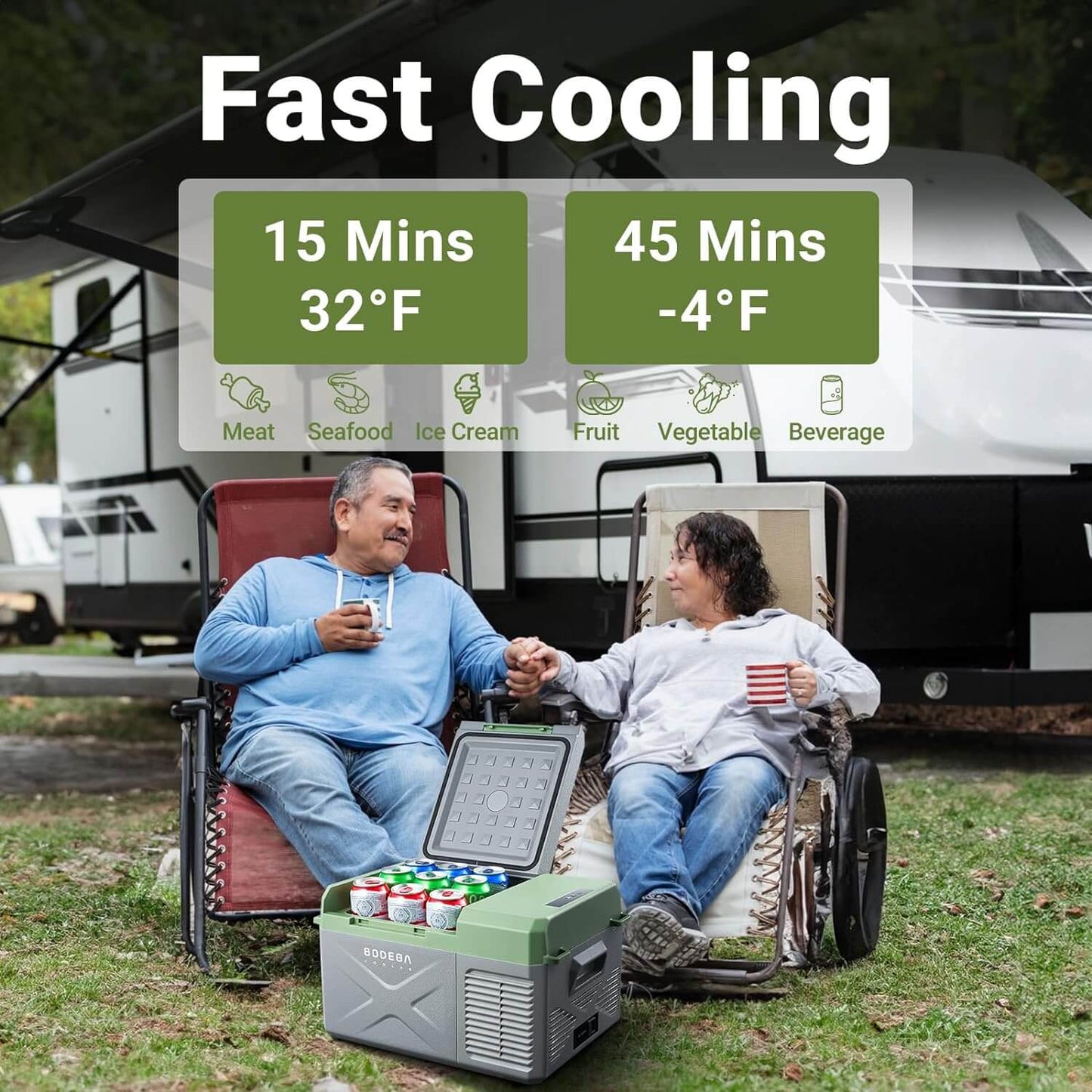 BODEGACOOLER 12 Volt Car Refrigerator 18qt Electric Cooler - X18-BK