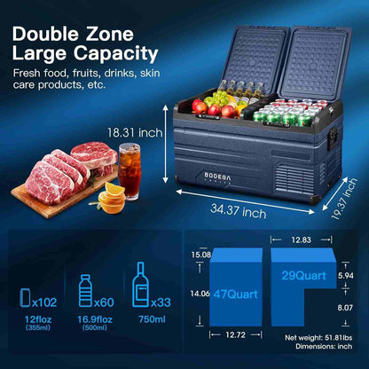 Bodegacooler Electric Cooler 76/95qt Dual Zone