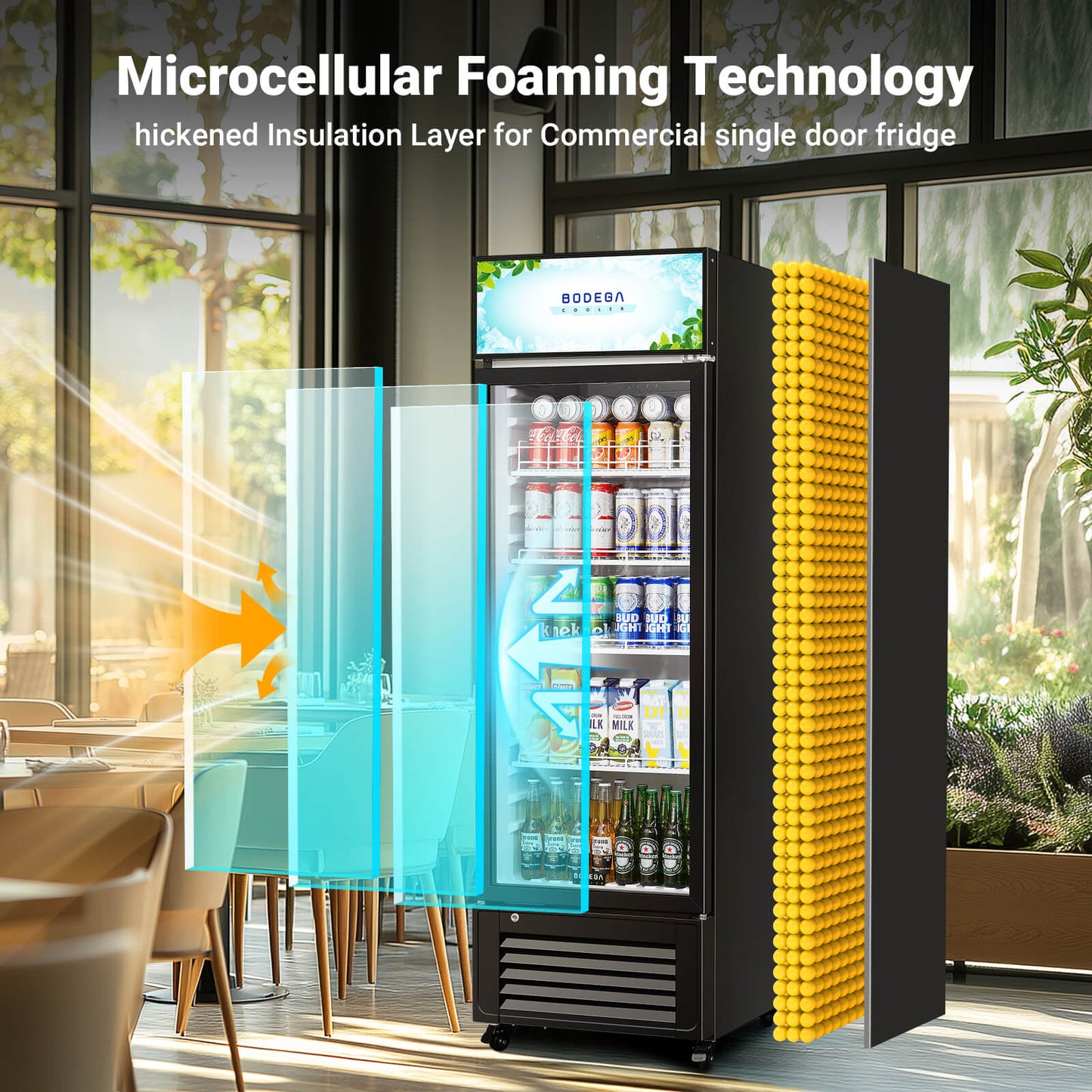 BODEGAcooler Commercial Glass Door Display Refrigerator Merchandiser 9cu.ft