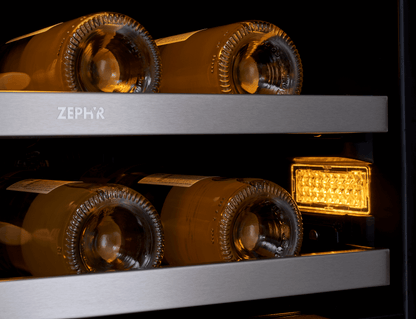 ZEPHYR Presrv Wine & Bev Cooler, 24in UC, SS+Gls, Fr Dr in Stainless Steel - PRWB24C32CG