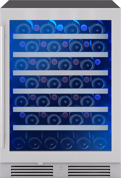 ZEPHYR Presrv Wine Cooler, 24in UC, SS+Gls, Rvs Door, 1Z in Stainless Steel - PRW24C01CG