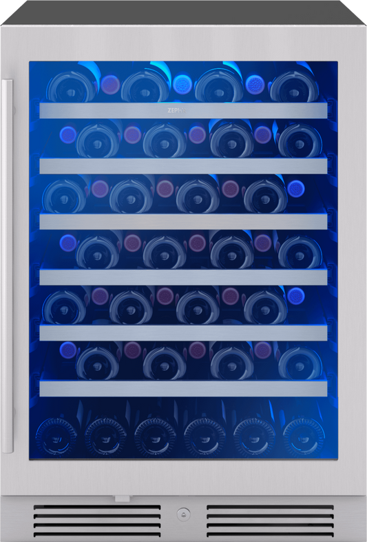 ZEPHYR Presrv Wine Cooler, 24in UC, SS+Gls, Rvs Door, 1Z in Stainless Steel - PRW24C01CG