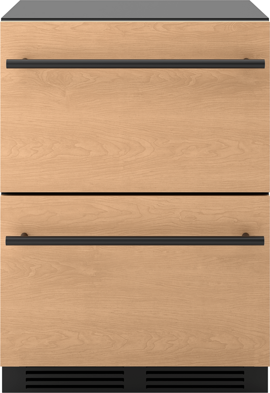 ZEPHYR Presrv Refrigerator Drawers, 24in Compact, Panel Ready, 2 Zone Custom Panel Ready - PRRD24C2AP
