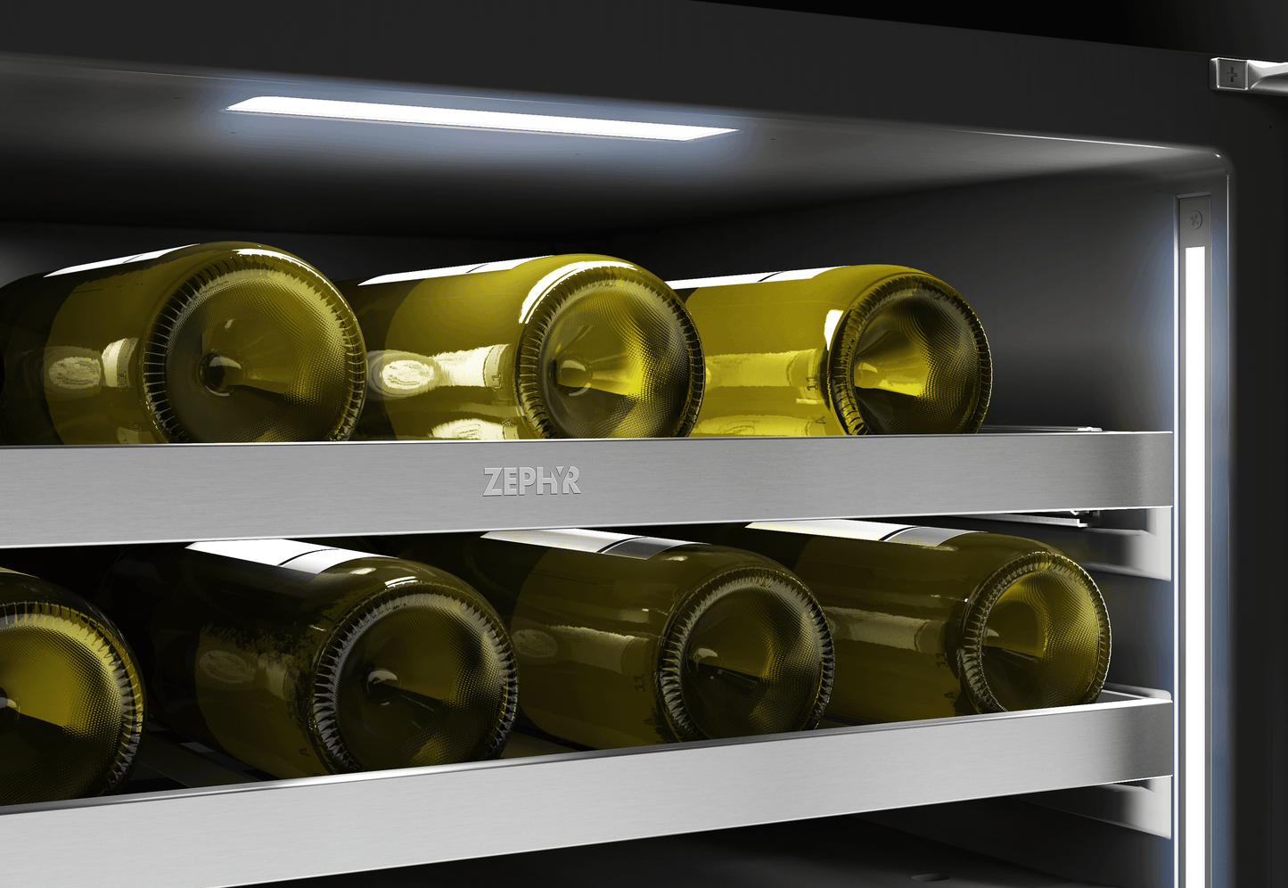 ZEPHYR Presrv Wine Cooler, 24in UC, SS+Gls, Rvs Door, 2Z in Stainless Steel - PRW24C02CG