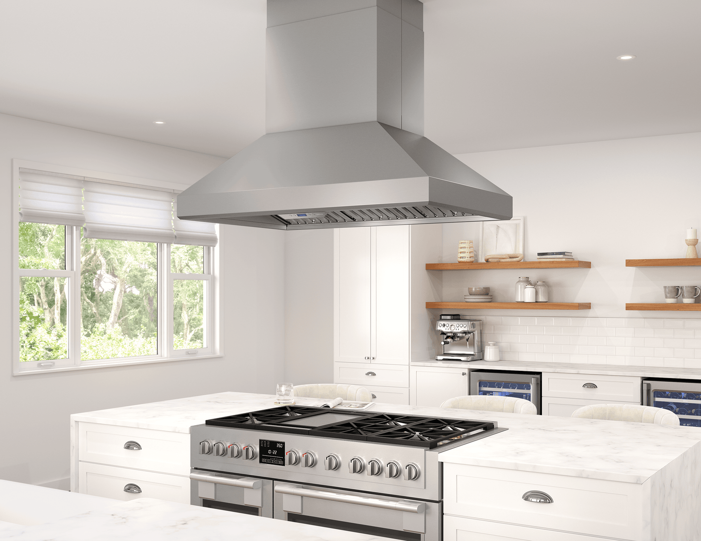 ZEPHYR Titan Island, 54in, SS, PowerWave, 750 CFM w/ACT in Stainless Steel - AK7754BS
