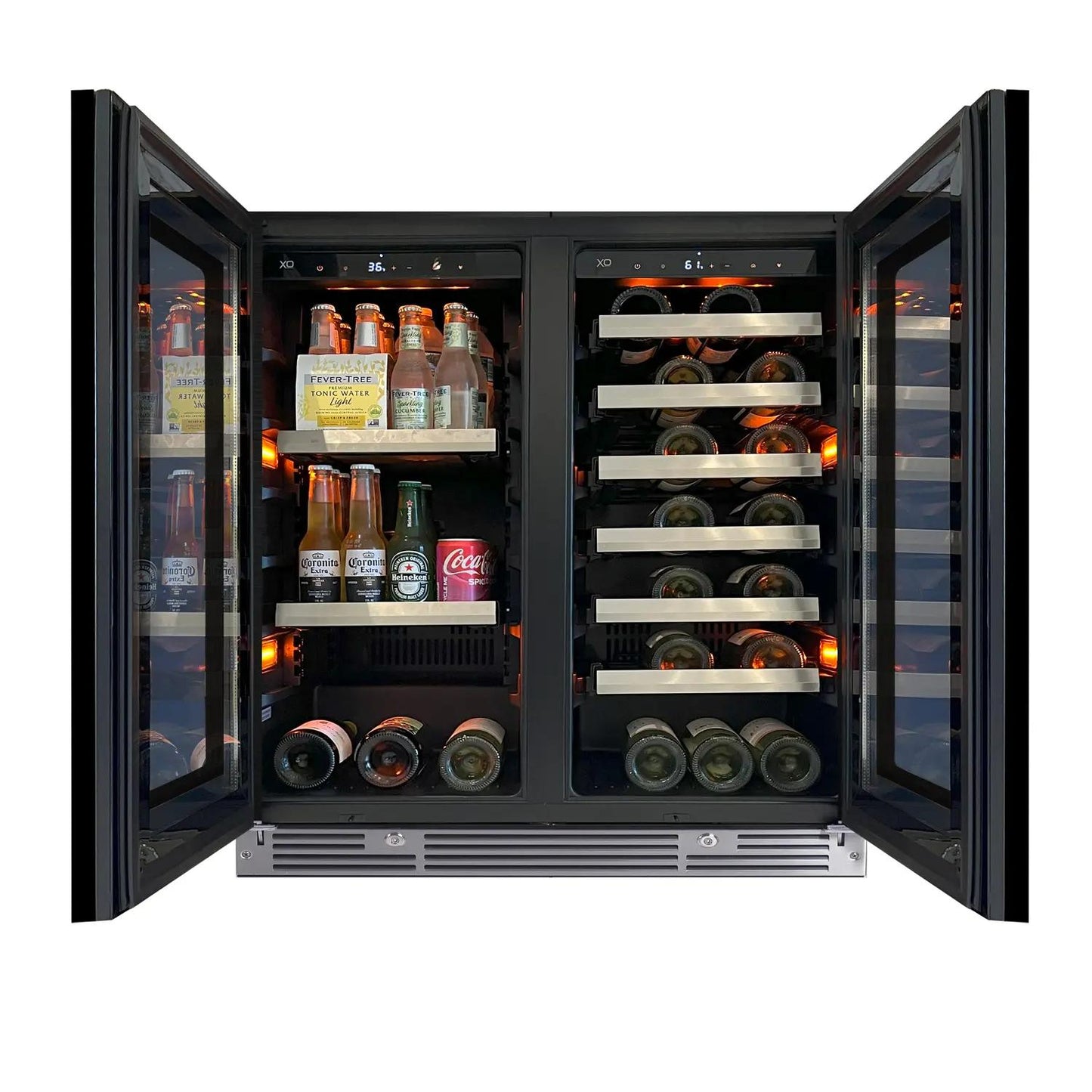 XO APPLIANCE XOU30BWDDGB 30" Beverage/Wine Double Door Black Glass Finish - XOU30BWDDGB