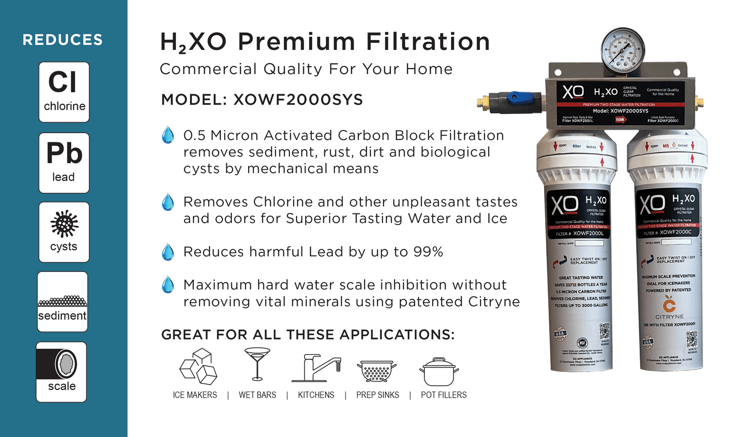 XO APPLIANCE XOWF2000SYS Dual Stage In-Line Drinking Water Filtration System - XOWF2000SYS