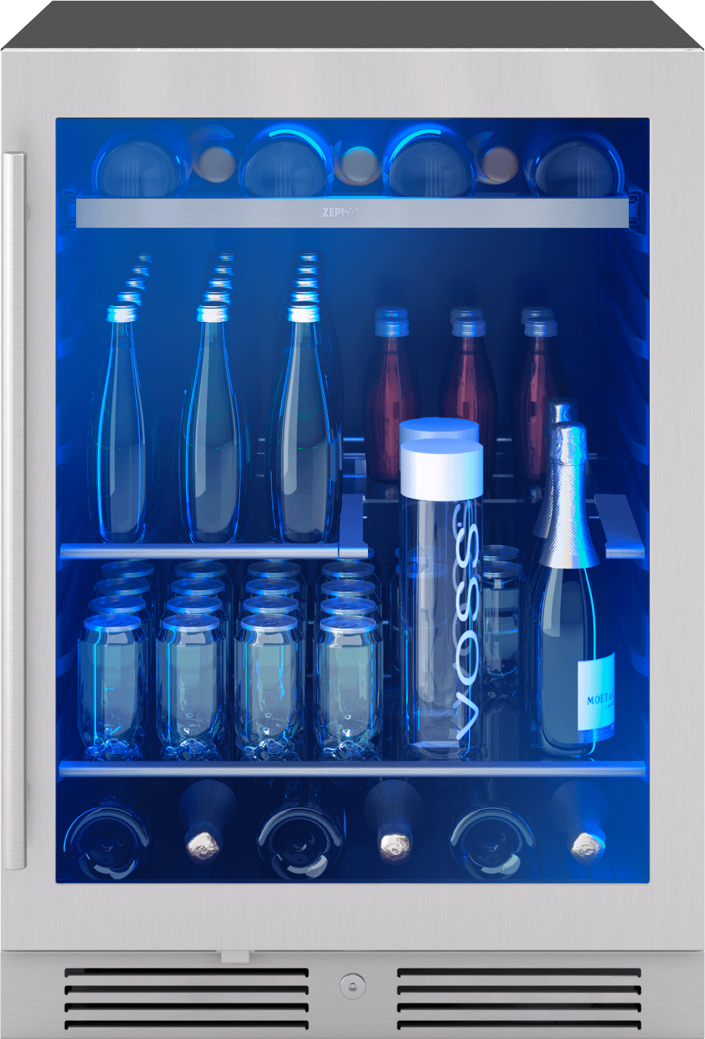 ZEPHYR Presrv Bev Cooler, 24in UC, SS+Gls, Rvs Door, 1Z in Stainless Steel - PRB24C01CG