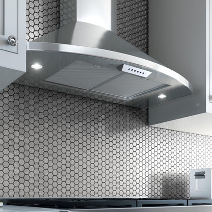 XO APPLIANCE XOS36SC 36" CCC 600/395 CFM Italian Made Wall Mount Chimney Range Hood in Stainless Steel - XOS36SC