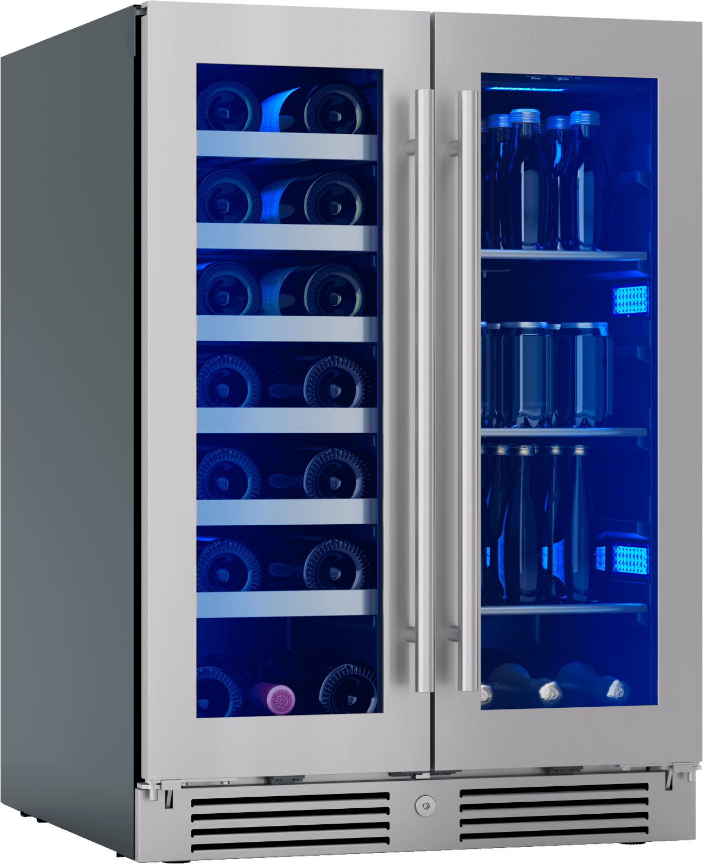 ZEPHYR Presrv Wine & Bev Cooler, 24in UC, SS+Gls, Fr Dr in Stainless Steel - PRWB24C32CG