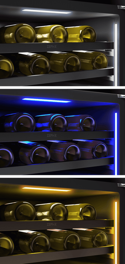 ZEPHYR Presrv Wine Cooler, 24in UC, Blk SS+Gls,Rvs Dr, 2Z Black in Stainless Steel - PRW24C02CBSG