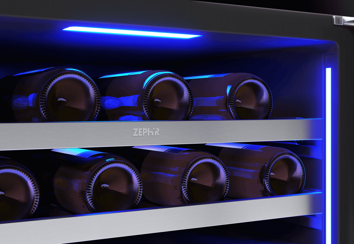 ZEPHYR Presrv Wine Cooler, 24in UC, SS+Gls, Rvs Door, 2Z in Stainless Steel - PRW24C02CG