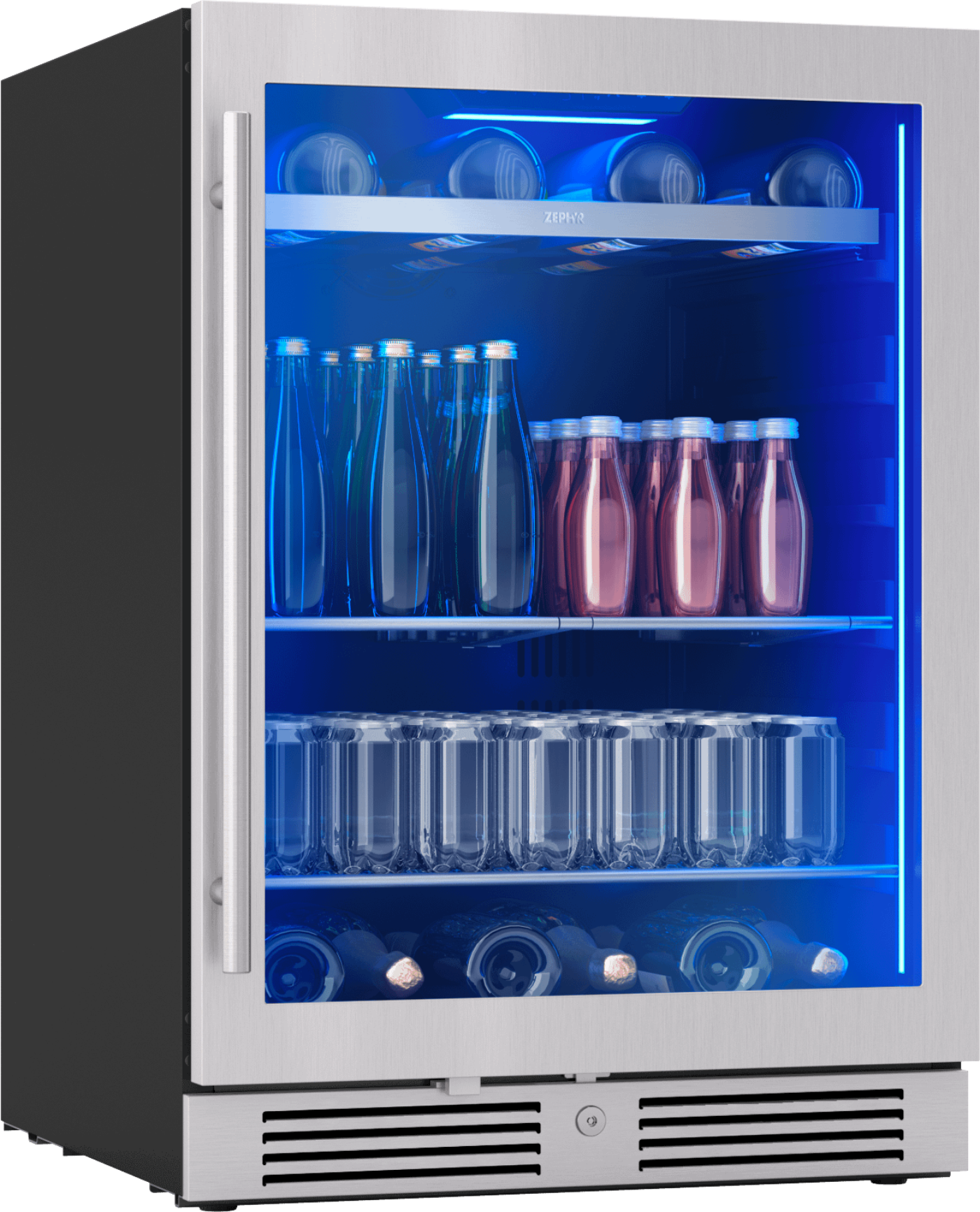 ZEPHYR Presrv Bev Cooler, 24in UC, SS+Gls, Rvs Door, 1Z in Stainless Steel - PRB24C01CG