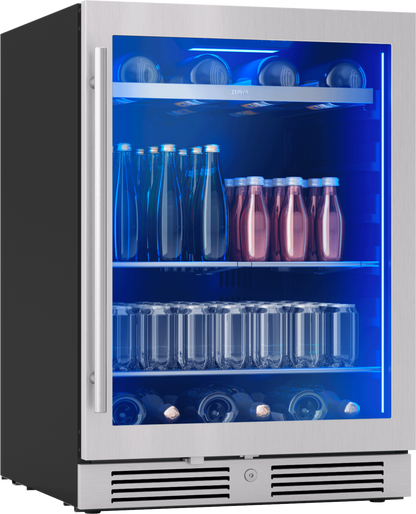 ZEPHYR Presrv Bev Cooler, 24in UC, SS+Gls, Rvs Door, 1Z in Stainless Steel - PRB24C01CG