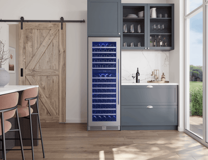 ZEPHYR Presrv Wine Cooler, 24in Full Size, SS+Glass, Reversible Door, 2 Zone in Stainless Steel - PRW24F02CG