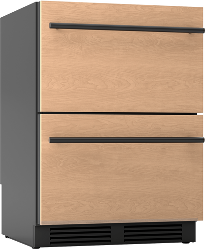 ZEPHYR Presrv Refrigerator Drawers, 24in Compact, Panel Ready, 2 Zone Custom Panel Ready - PRRD24C2AP