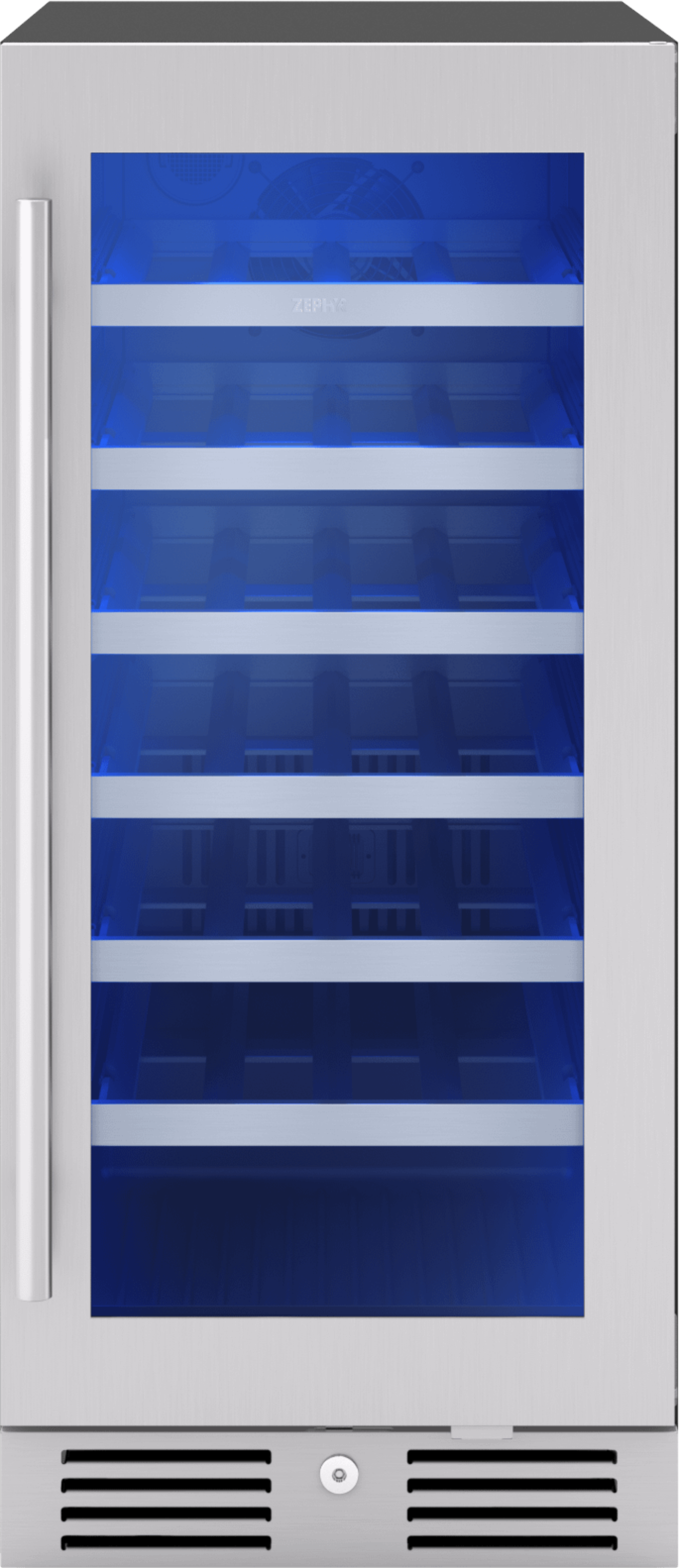 ZEPHYR Presrv Wine Cooler, 15in UC, SS+Gls, Rvs Door, 1Z in Stainless Steel - PRW15C01CG