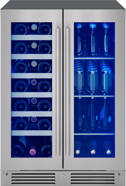 ZEPHYR Presrv Wine & Bev Cooler, 24in UC, SS+Gls, Fr Dr in Stainless Steel - PRWB24C32CG