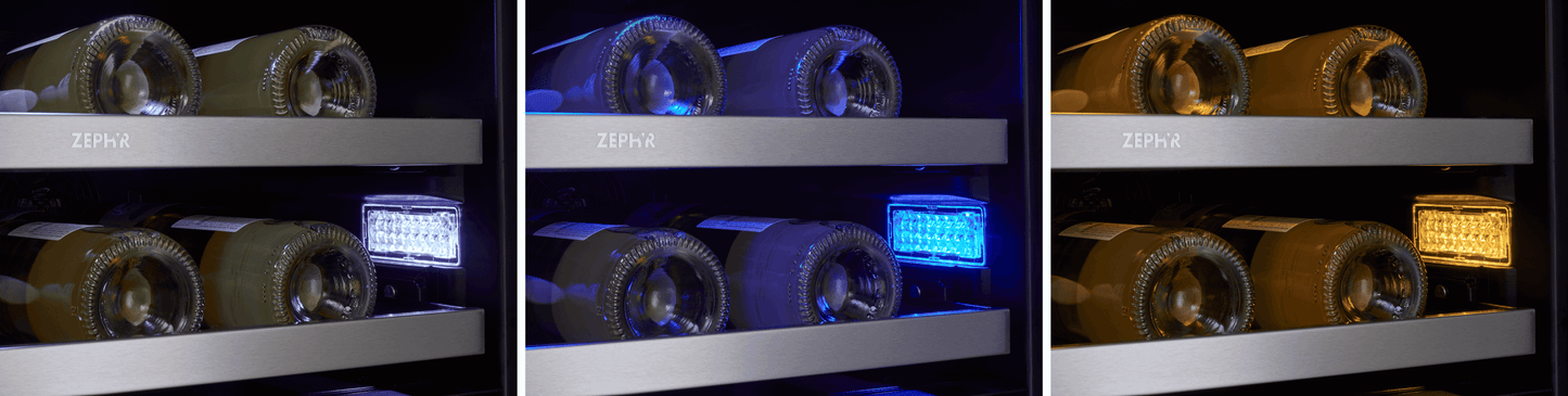 ZEPHYR Presrv Wine Cooler, 24in UC, SS+Gls, Fr Door, 2Z in Stainless Steel - PRW24C32CG